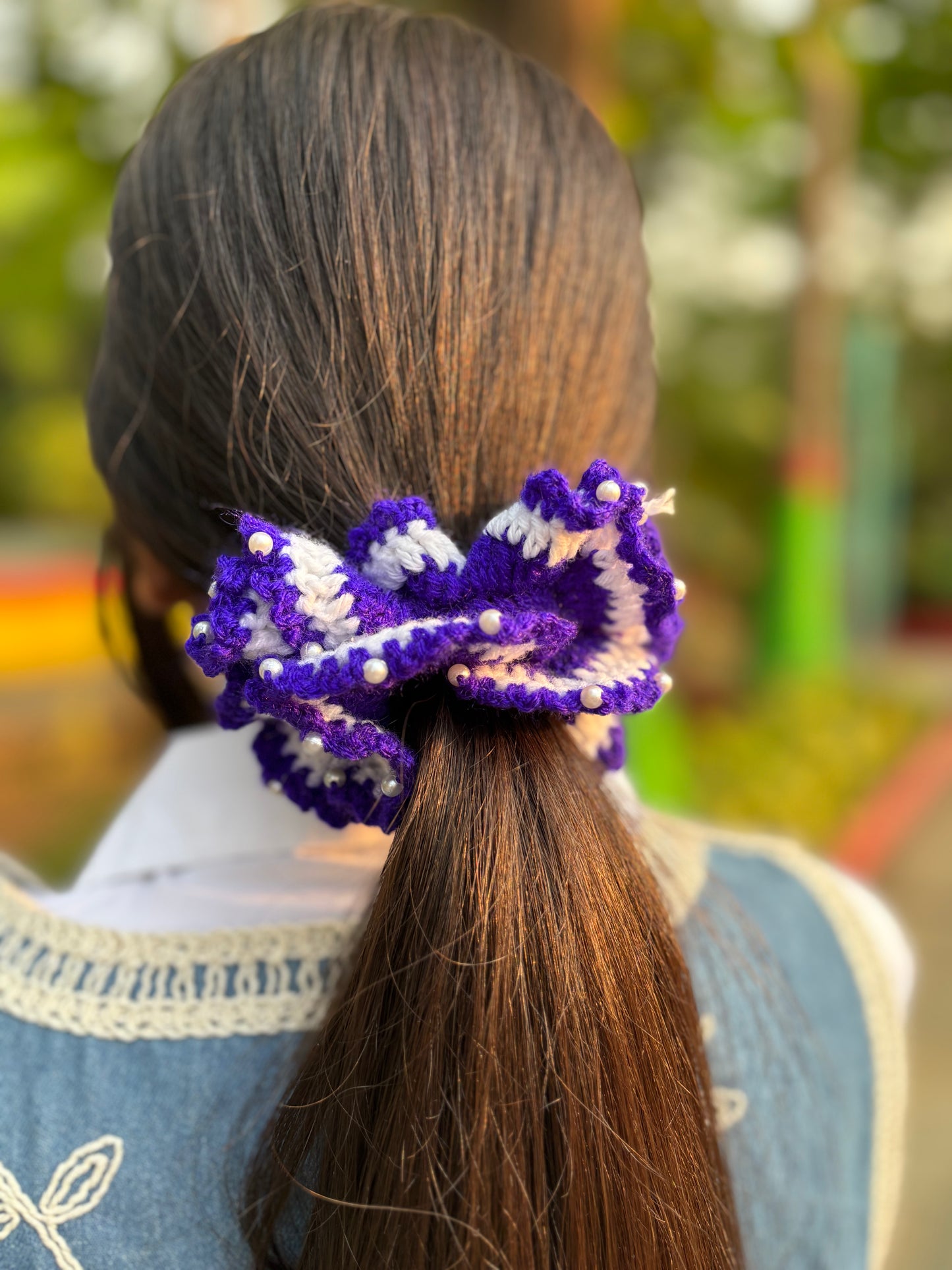 Scrunchy Purple and White