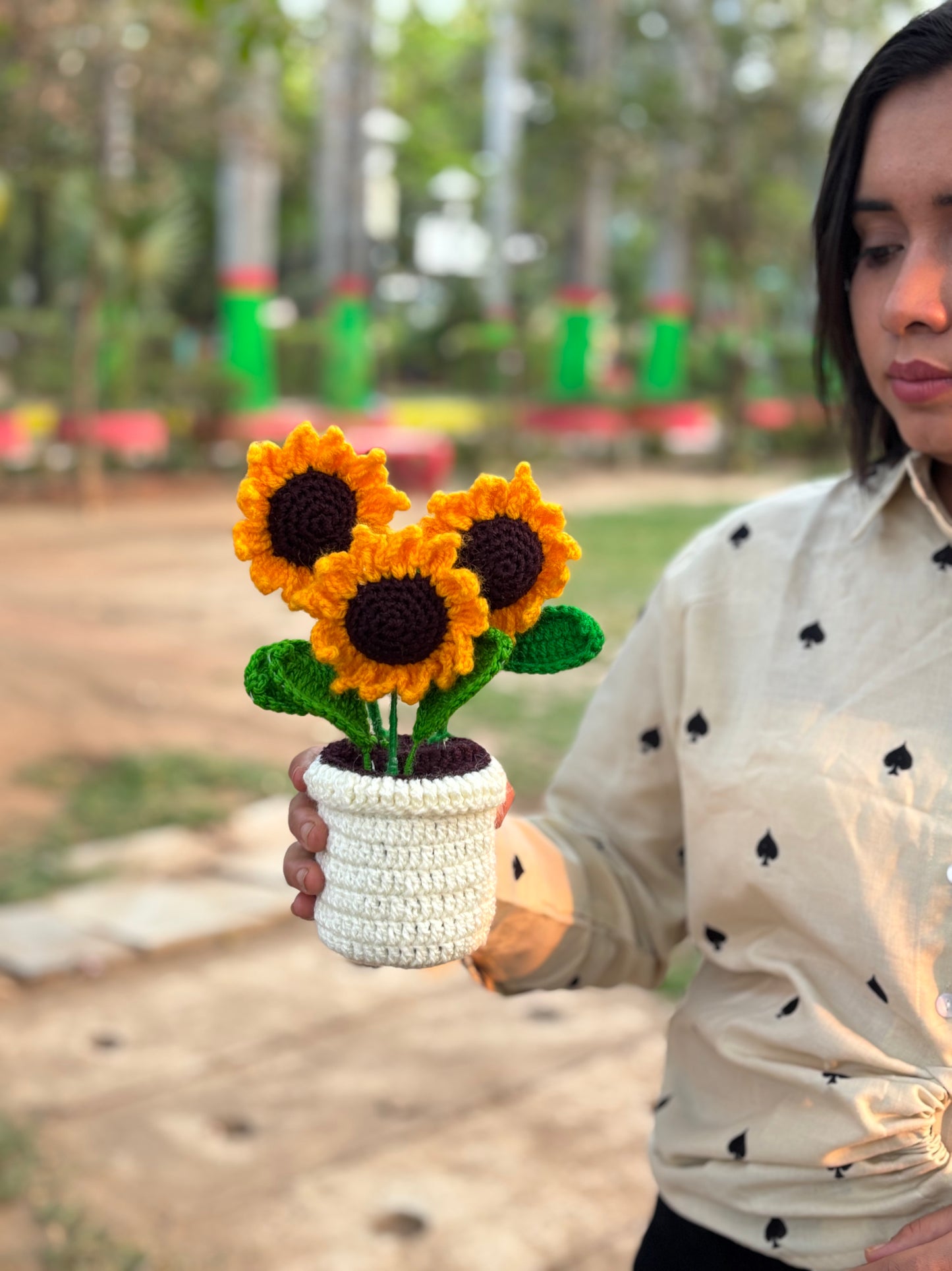 Trio Sunflower pot