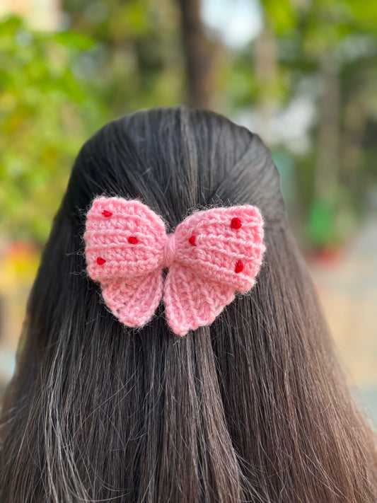 Pink bow Hair clip