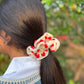 Red Heart and white scrunchy