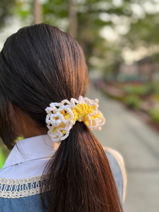 Yellow and White Scrunchy