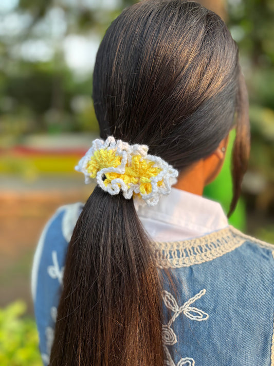 Yellow and White Scrunchy