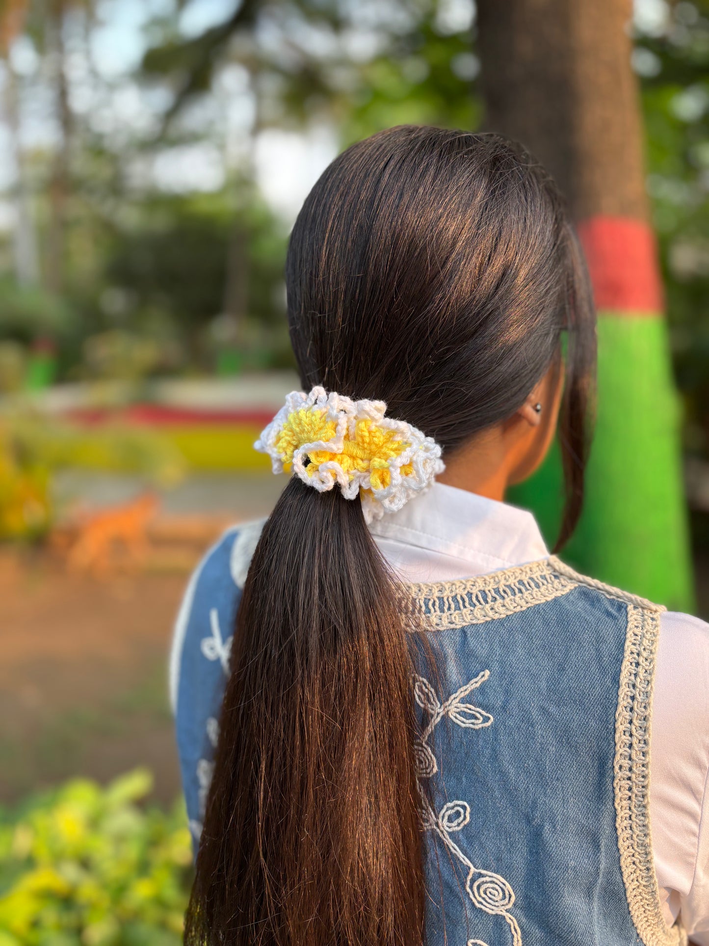 Yellow and White Scrunchy