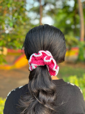 Pink and White scrunchy