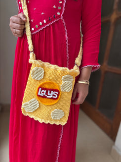 Lays inspired sling bag- Yellow