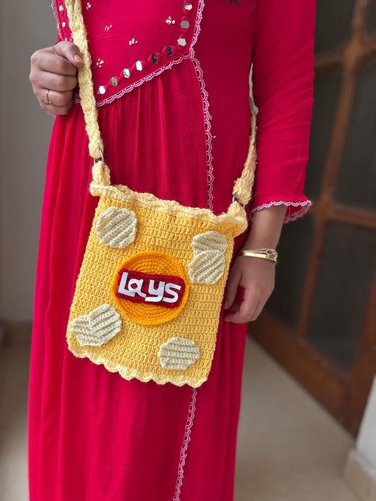 Lays inspired sling bag- Yellow