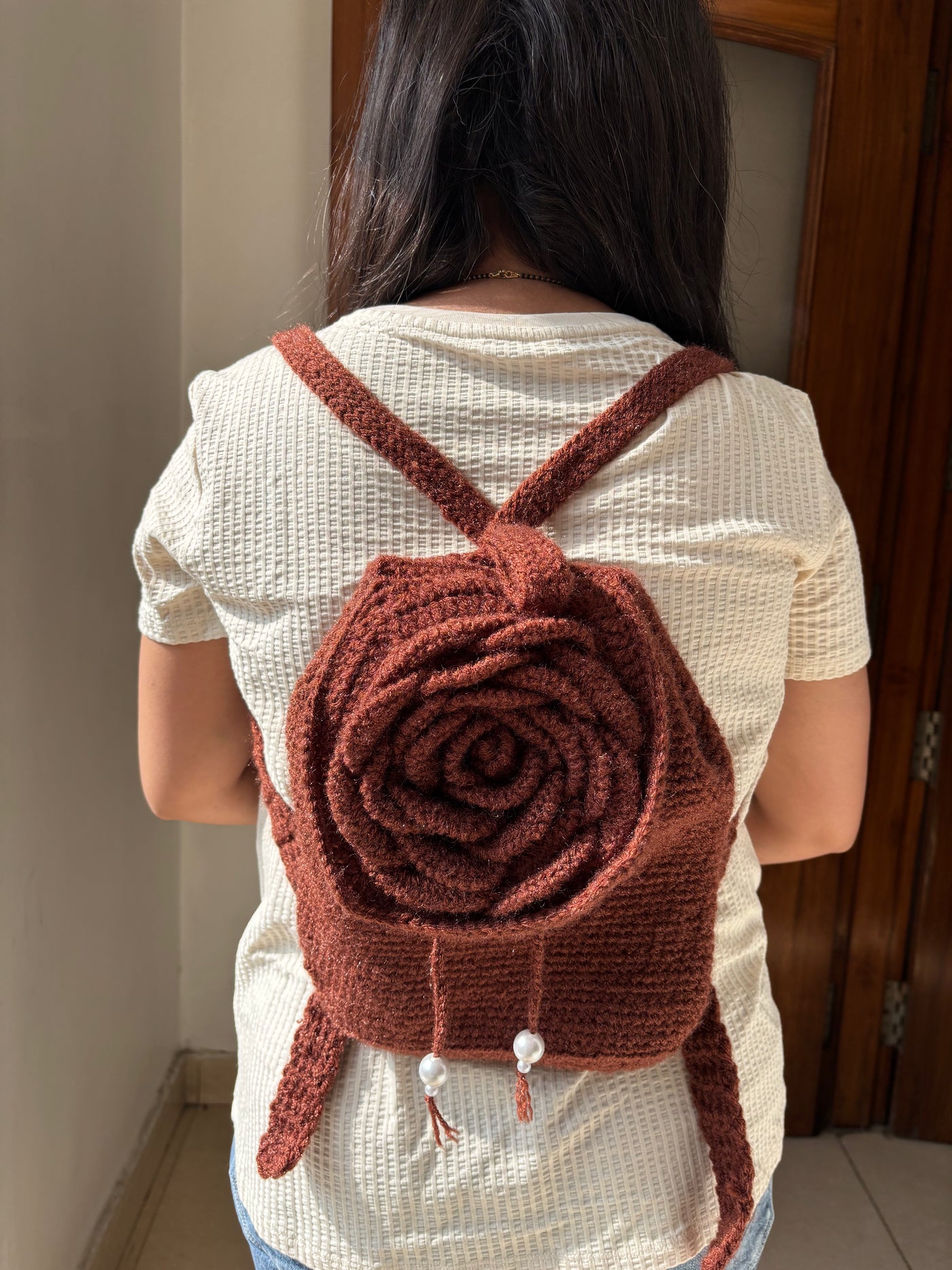 Rose Bloom Backpack- Brown