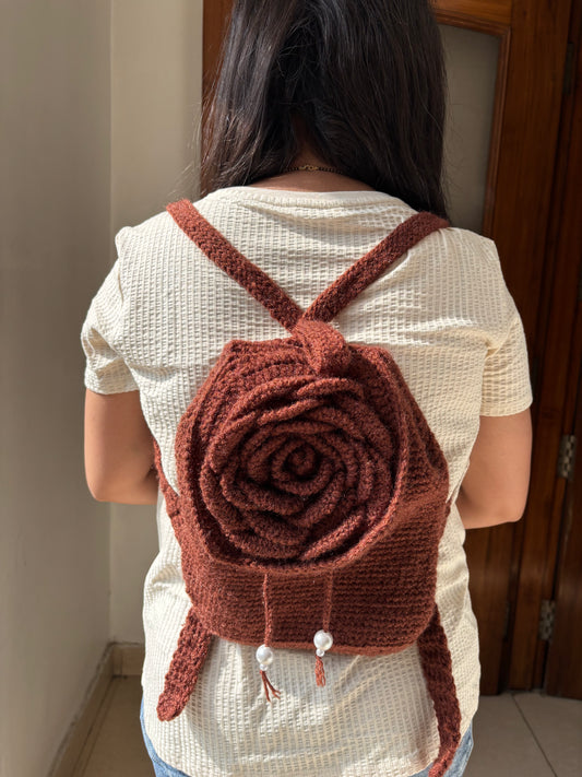 Rose Bloom Backpack- Brown