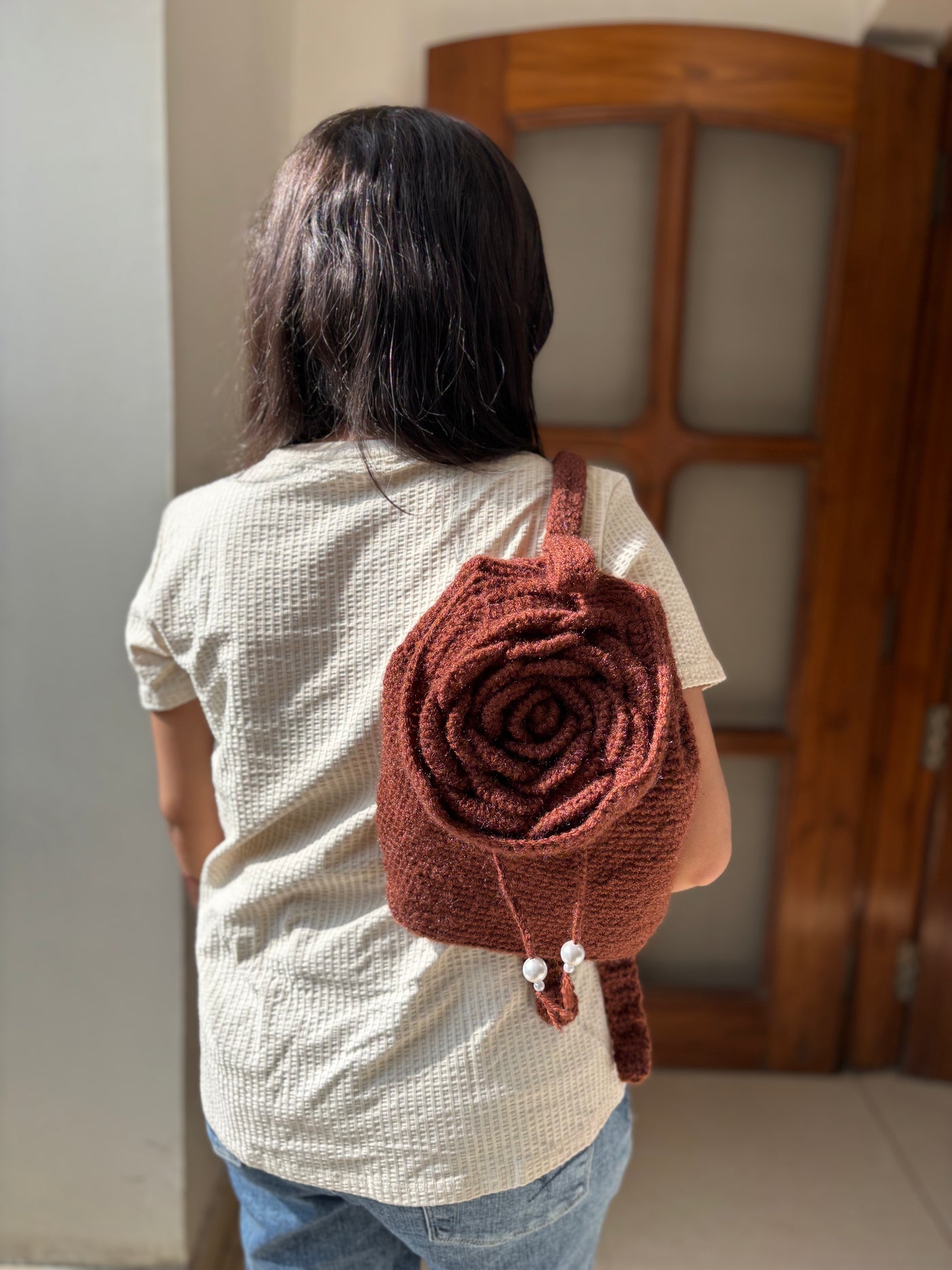 Rose Bloom Backpack- Brown