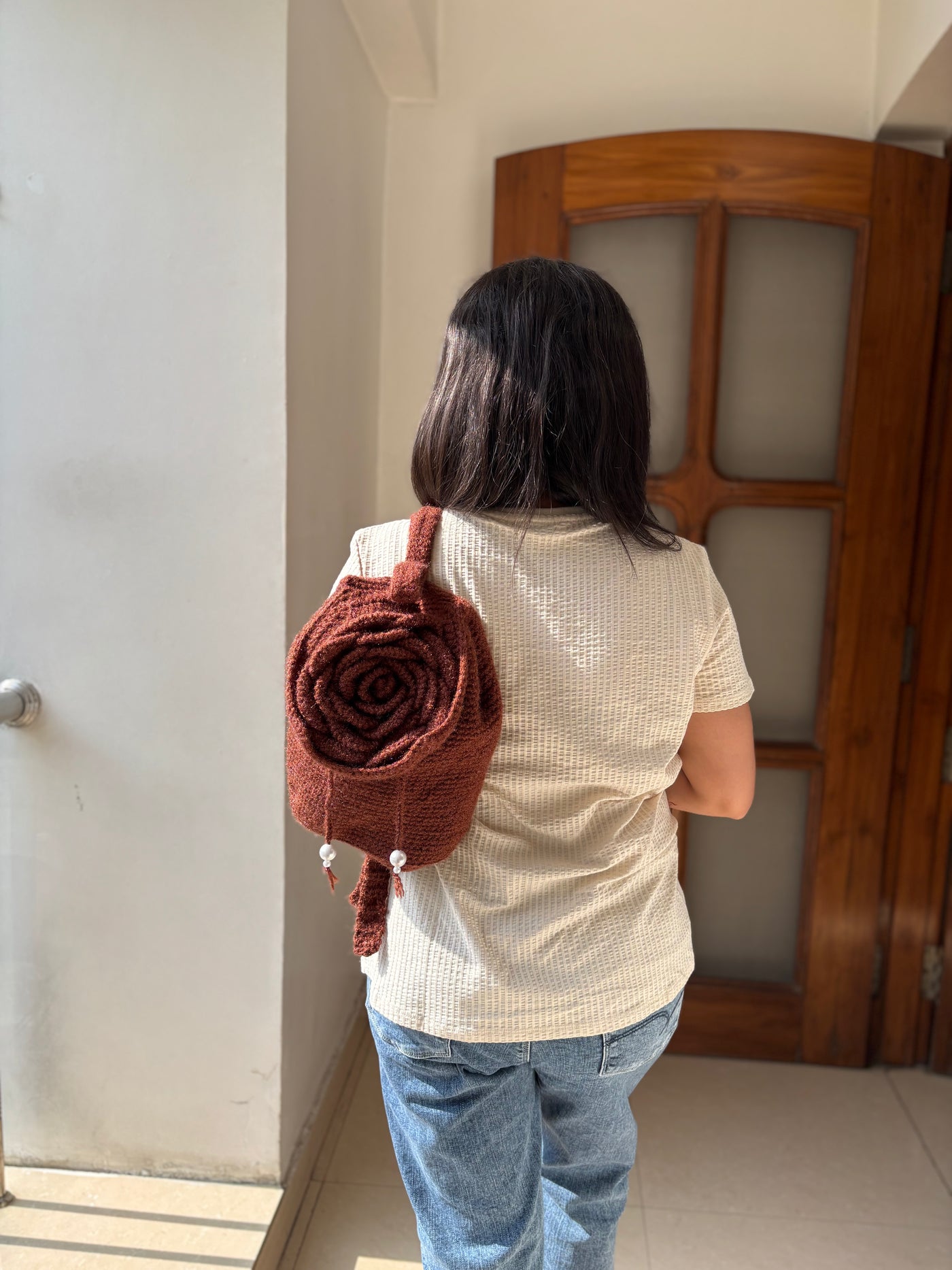 Rose Bloom Backpack- Brown
